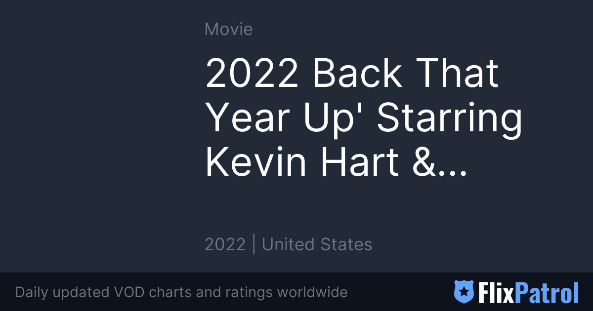 2022 Back That Year Up' Starring Kevin Hart & Kenan Thompson • FlixPatrol