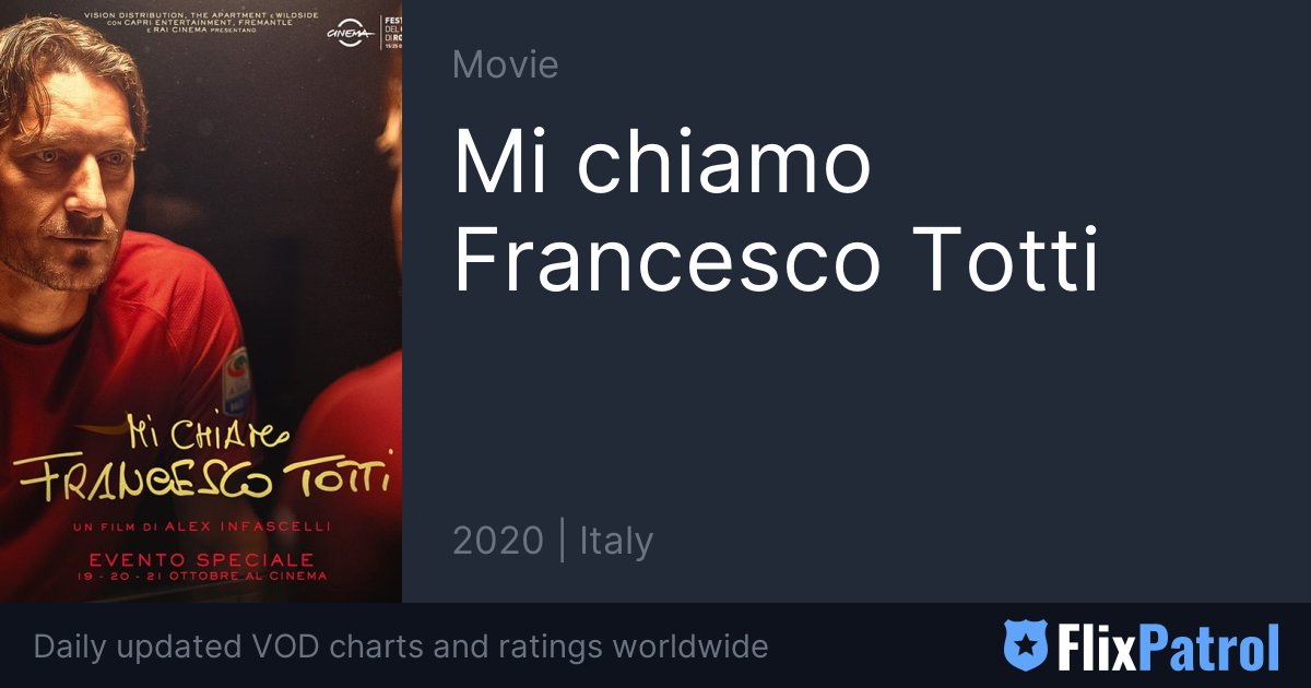 Mi chiamo Francesco Totti Streaming • FlixPatrol